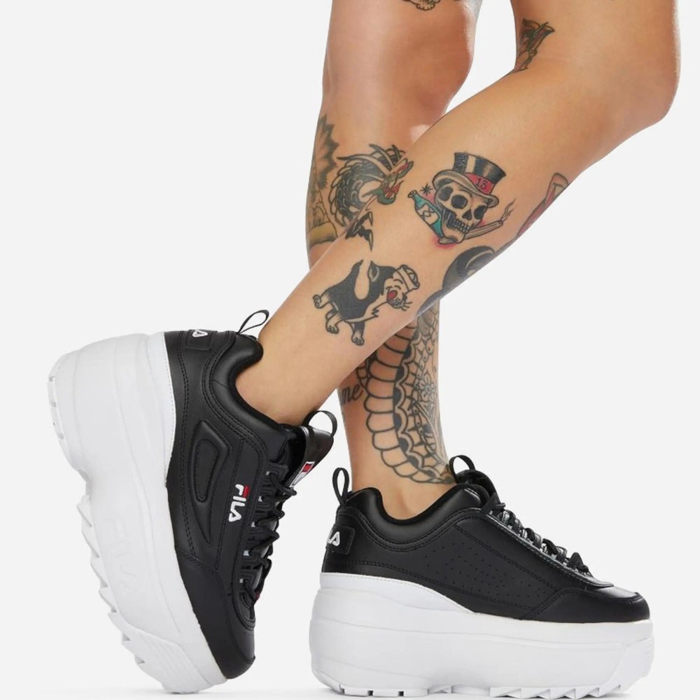 FILA Disruptor II Premium Platform Sneakers Black White sz 6.5 Chunky Shoes NEW - Picture 14 of 16